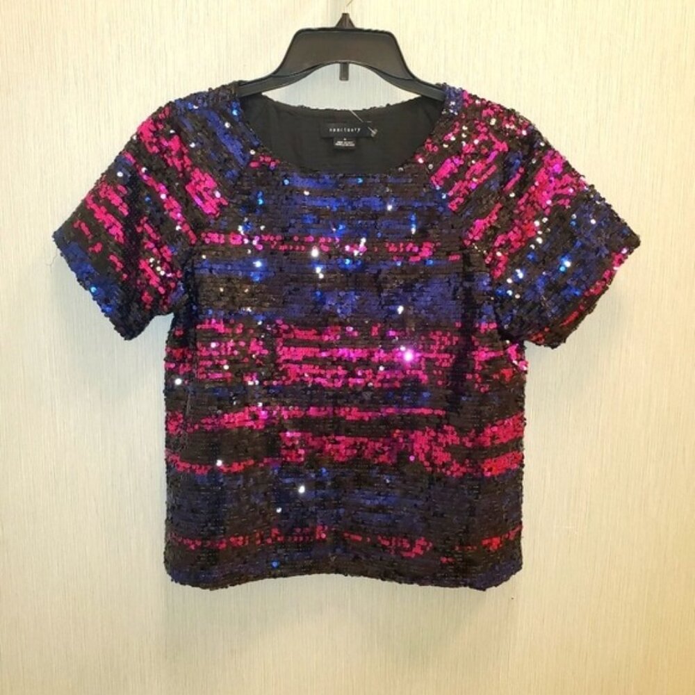 Sanctuary "Street Pink" Sequin Short Sleeve Fully lined Size S